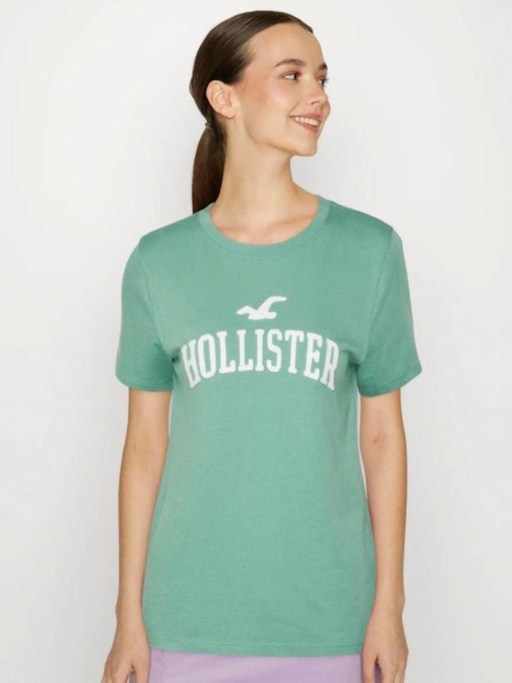 Hollister Teal Green Logo T-Shirt size medium